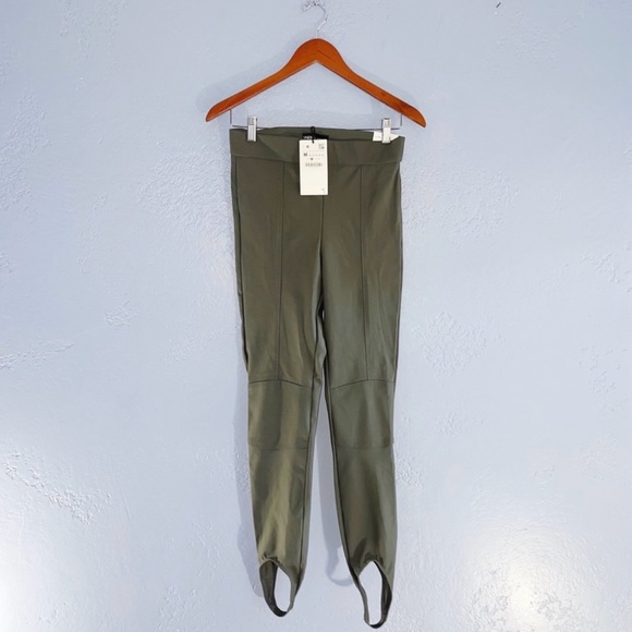 Zara GREEN STIRRUP LEGGINGS MEDIUM - Picture 2 of 10